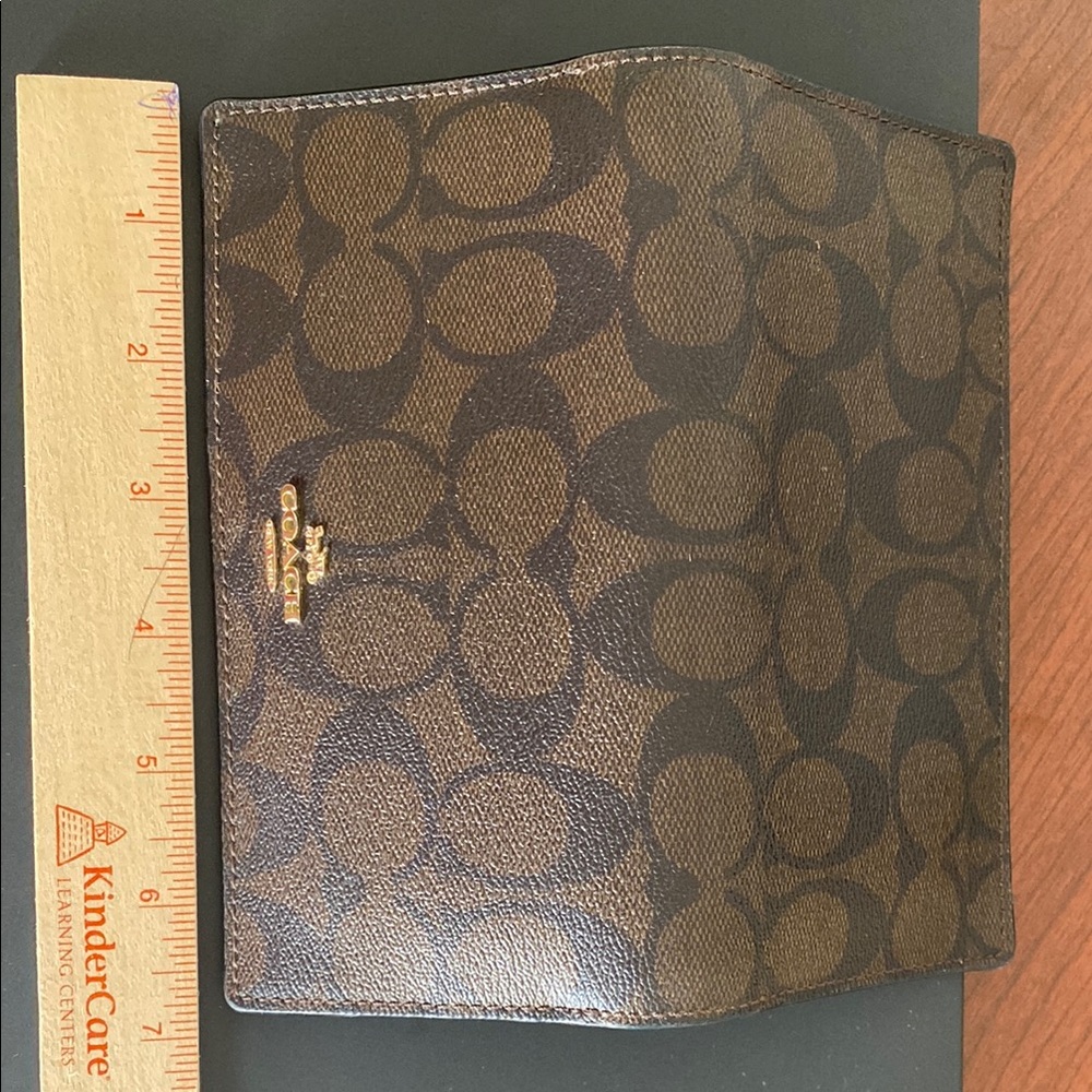 Coach Brown Monogram checkbook/ID/credit card wallet